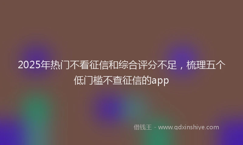 2025年热门不看征信和综合评分不足，梳理五个低门槛不查征信的app