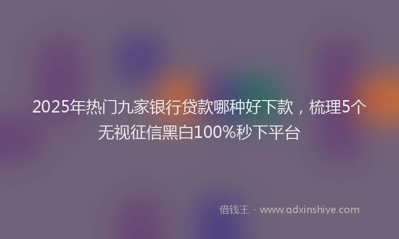 2025年热门九家银行贷款哪种好下款，梳理5个无视征信黑白100%秒下平台