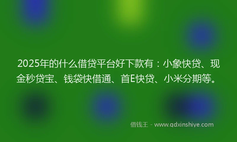 2025年的什么借贷平台好下款有：小象快贷、现金秒贷宝、钱袋快借通、首E快贷、小米分期等。
