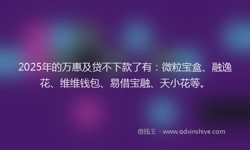 2025年的万惠及贷不下款了有：微粒宝盒、融逸花、维维钱包、易借宝融、天小花等。