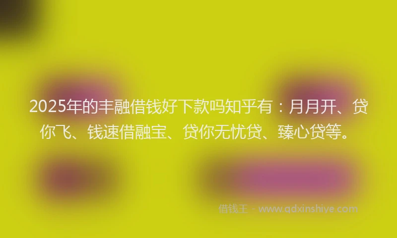 2025年的丰融借钱好下款吗知乎有：月月开、贷你飞、钱速借融宝、贷你无忧贷、臻心贷等。