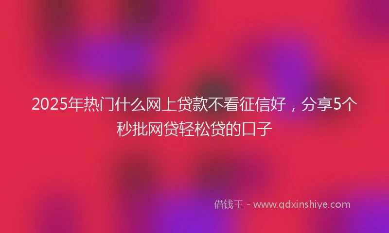 2025年热门什么网上贷款不看征信好，分享5个秒批网贷轻松贷的口子