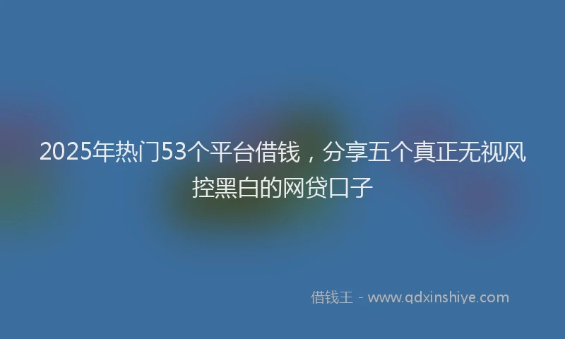 2025年热门53个平台借钱，分享五个真正无视风控黑白的网贷口子