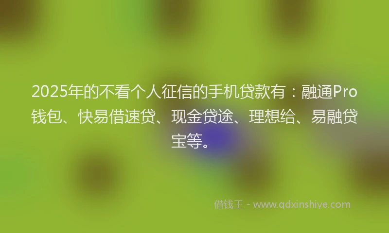 2025年的不看个人征信的手机贷款有：融通Pro钱包、快易借速贷、现金贷途、理想给、易融贷宝等。