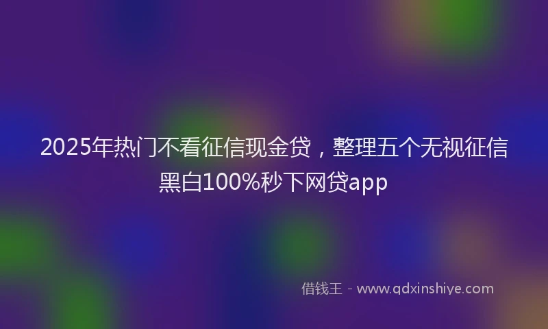 2025年热门不看征信现金贷，整理五个无视征信黑白100%秒下网贷app