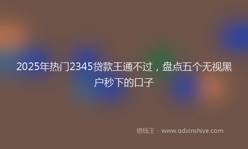 2025年热门2345贷款王通不过，盘点五个无视黑户秒下的口子
