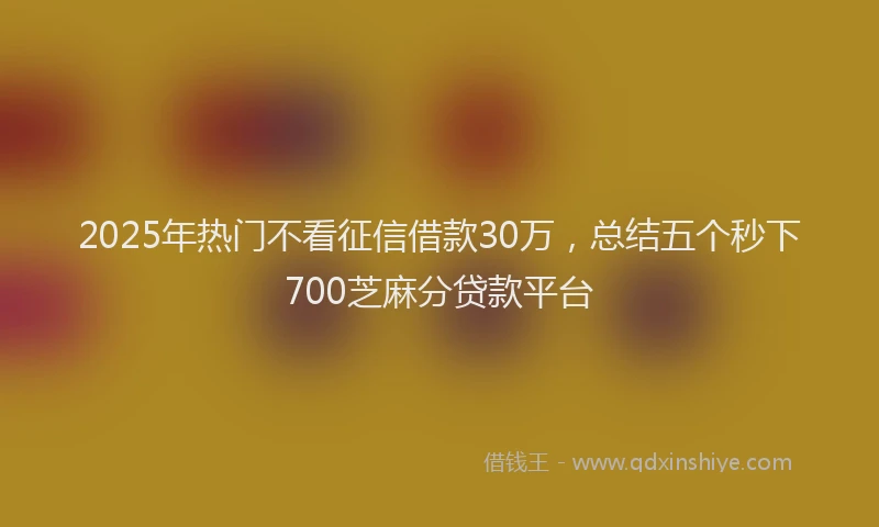 2025年热门不看征信借款30万，总结五个秒下700芝麻分贷款平台