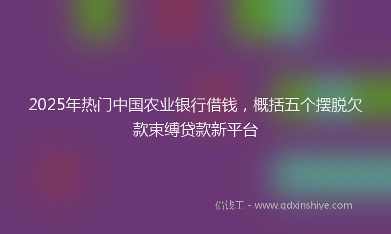 2025年热门中国农业银行借钱，概括五个摆脱欠款束缚贷款新平台
