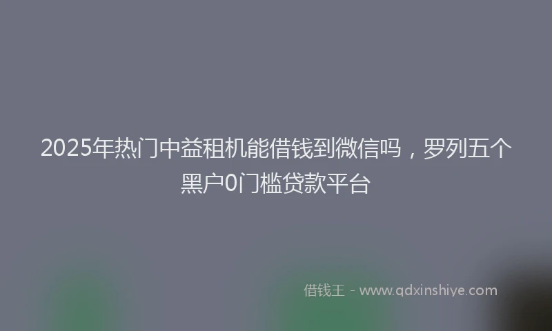 2025年热门中益租机能借钱到微信吗，罗列五个黑户0门槛贷款平台