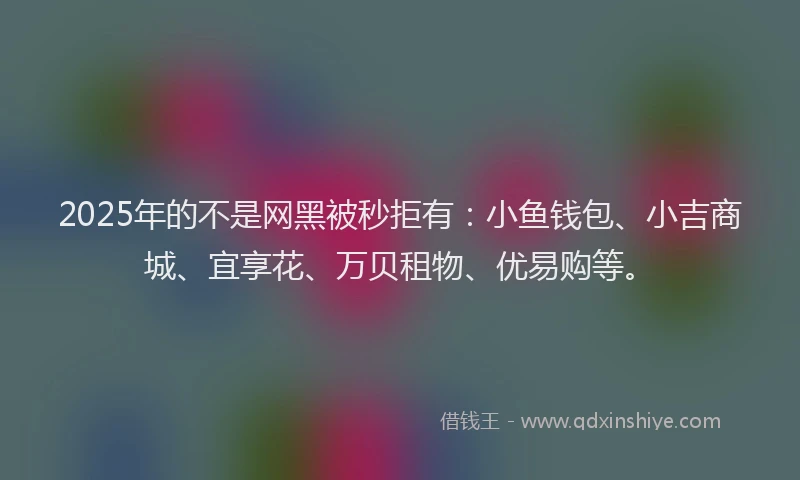 2025年的不是网黑被秒拒有：小鱼钱包、小吉商城、宜享花、万贝租物、优易购等。