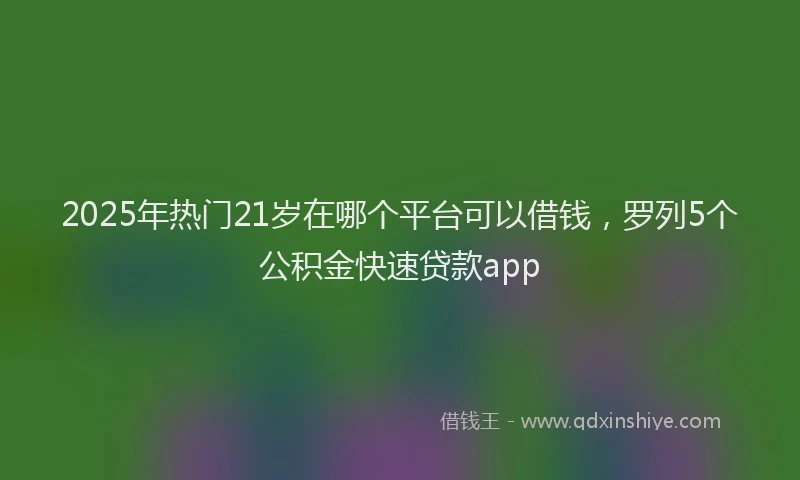 2025年热门21岁在哪个平台可以借钱，罗列5个公积金快速贷款app