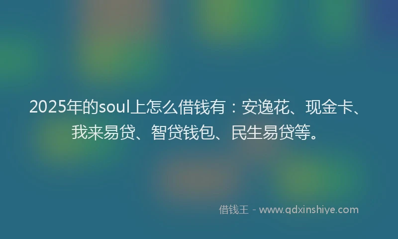 2025年的soul上怎么借钱有：安逸花、现金卡、我来易贷、智贷钱包、民生易贷等。
