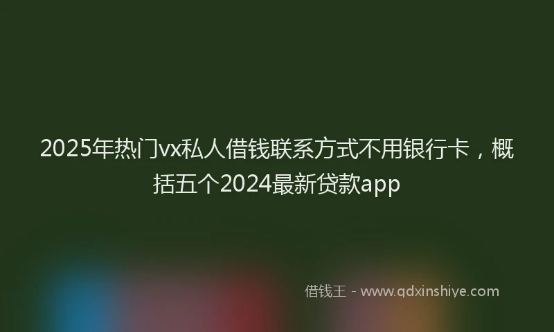 2025年热门vx私人借钱联系方式不用银行卡，概括五个2024最新贷款app