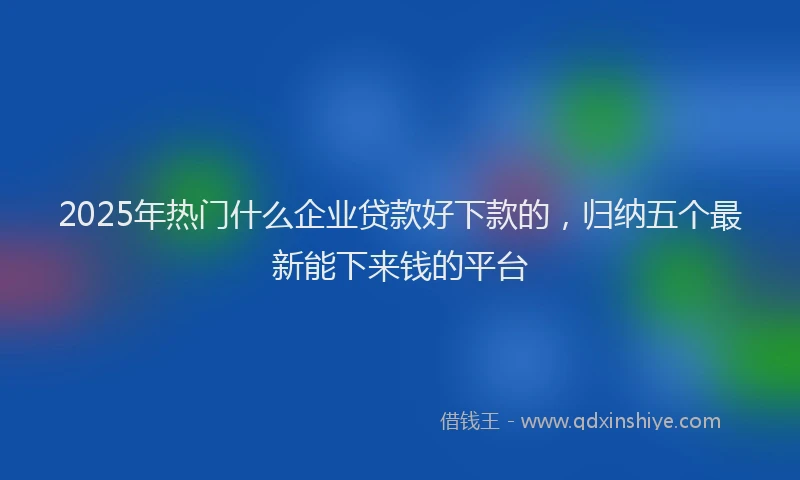 2025年热门什么企业贷款好下款的，归纳五个最新能下来钱的平台