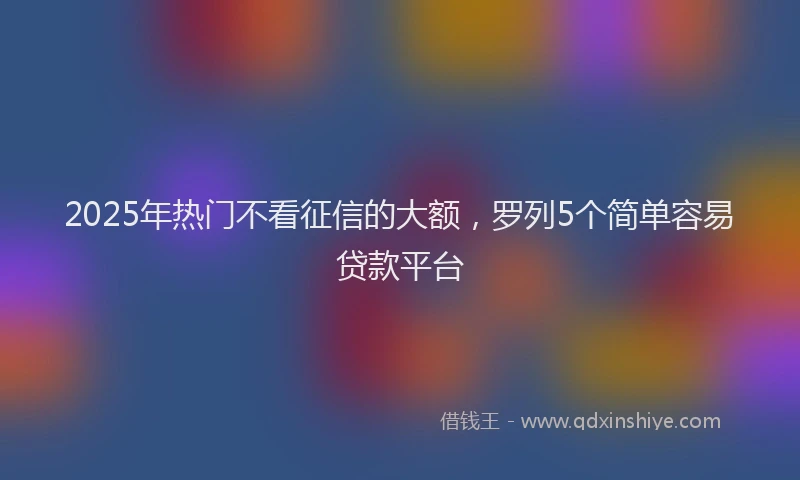 2025年热门不看征信的大额，罗列5个简单容易贷款平台