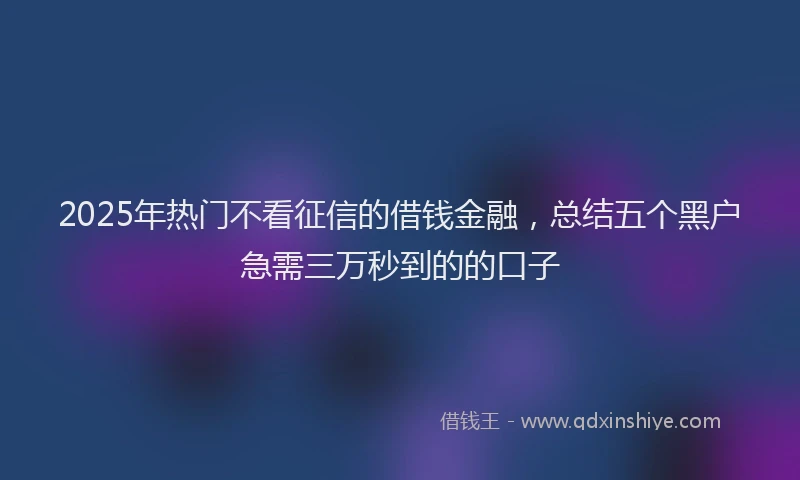 2025年热门不看征信的借钱金融，总结五个黑户急需三万秒到的的口子