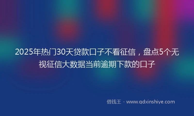 2025年热门30天贷款口子不看征信，盘点5个无视征信大数据当前逾期下款的口子