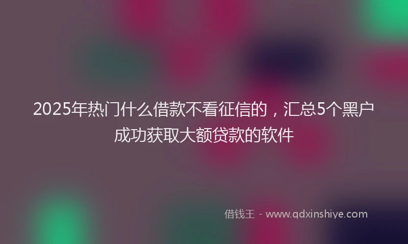 2025年热门什么借款不看征信的，汇总5个黑户成功获取大额贷款的软件