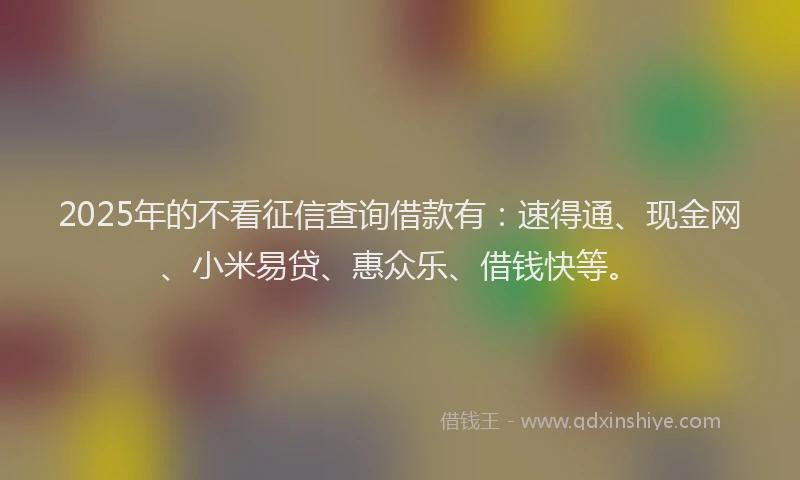 2025年的不看征信查询借款有：速得通、现金网、小米易贷、惠众乐、借钱快等。