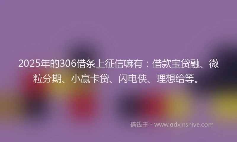2025年的306借条上征信嘛有：借款宝贷融、微粒分期、小赢卡贷、闪电侠、理想给等。