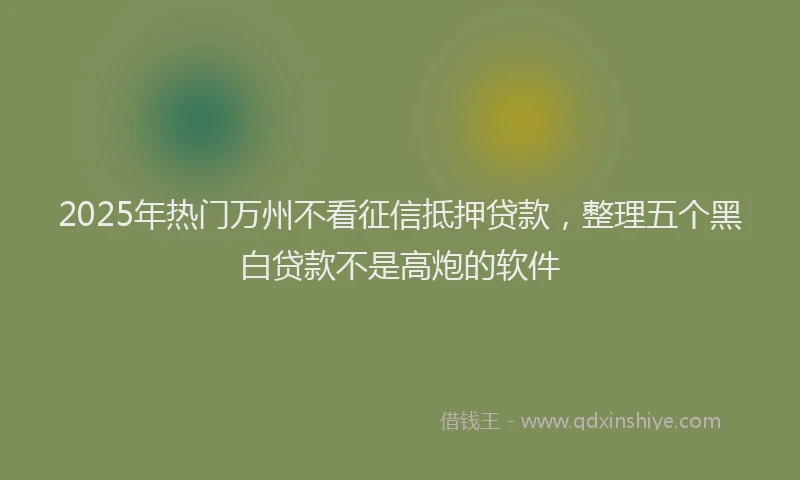 2025年热门万州不看征信抵押贷款，整理五个黑白贷款不是高炮的软件