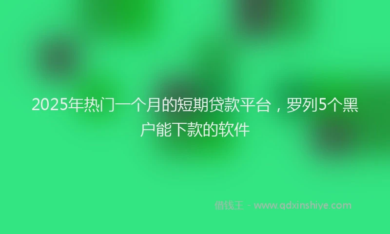 2025年热门一个月的短期贷款平台，罗列5个黑户能下款的软件