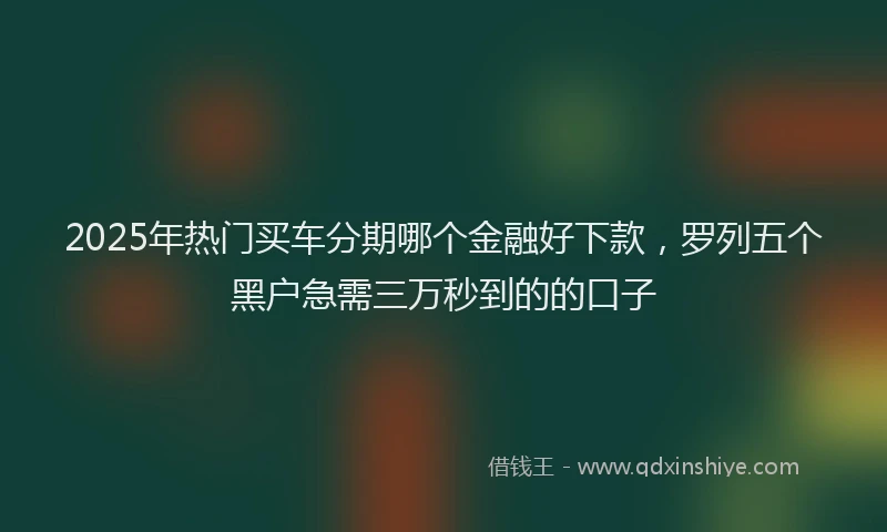 2025年热门买车分期哪个金融好下款，罗列五个黑户急需三万秒到的的口子