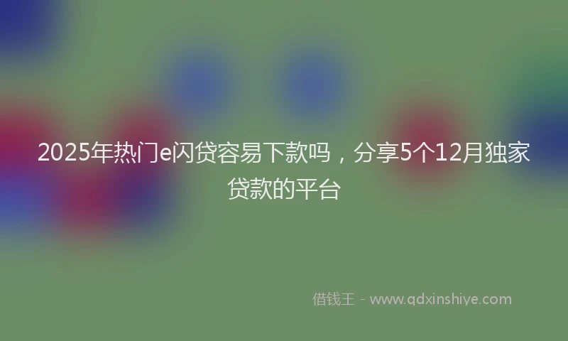 2025年热门e闪贷容易下款吗，分享5个12月独家贷款的平台