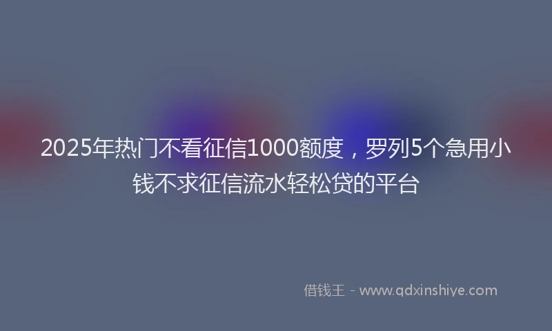 2025年热门不看征信1000额度，罗列5个急用小钱不求征信流水轻松贷的平台