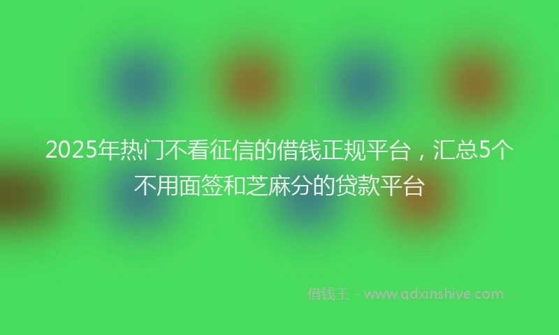 2025年热门不看征信的借钱正规平台，汇总5个不用面签和芝麻分的贷款平台