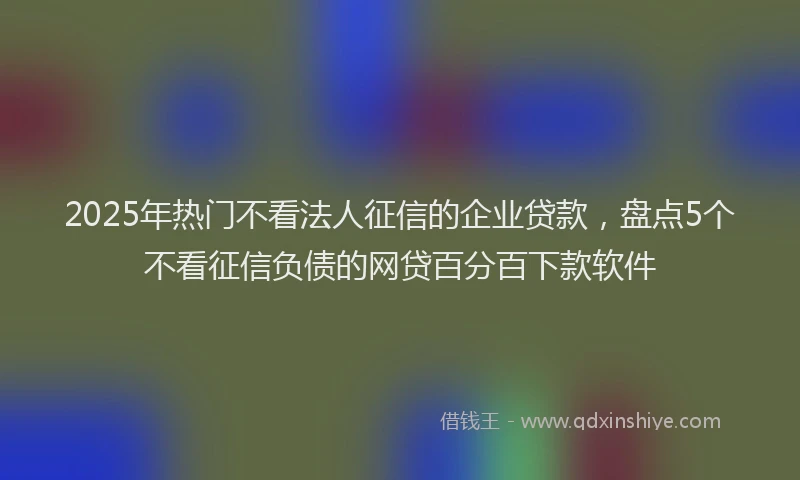 2025年热门不看法人征信的企业贷款，盘点5个不看征信负债的网贷百分百下款软件