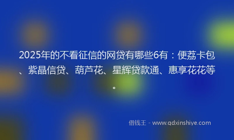 2025年的不看征信的网贷有哪些6有：便荔卡包、紫晶信贷、葫芦花、星辉贷款通、惠享花花等。