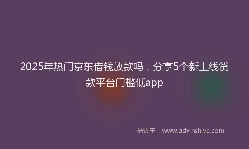 2025年热门京东借钱放款吗，分享5个新上线贷款平台门槛低app