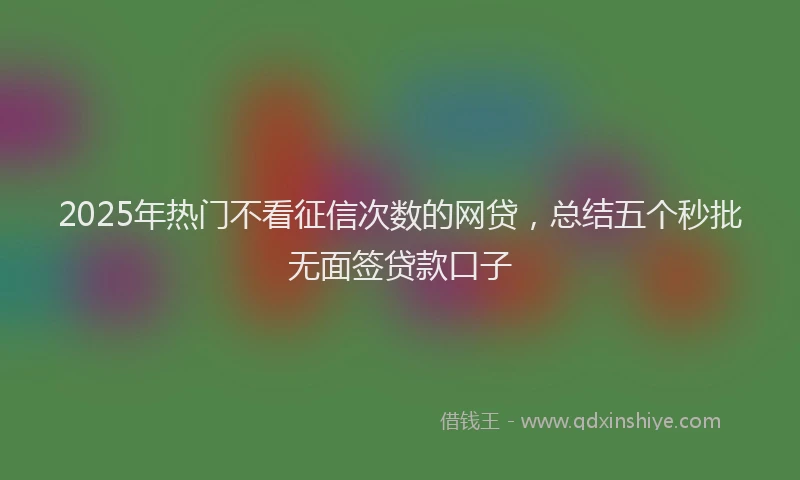 2025年热门不看征信次数的网贷，总结五个秒批无面签贷款口子