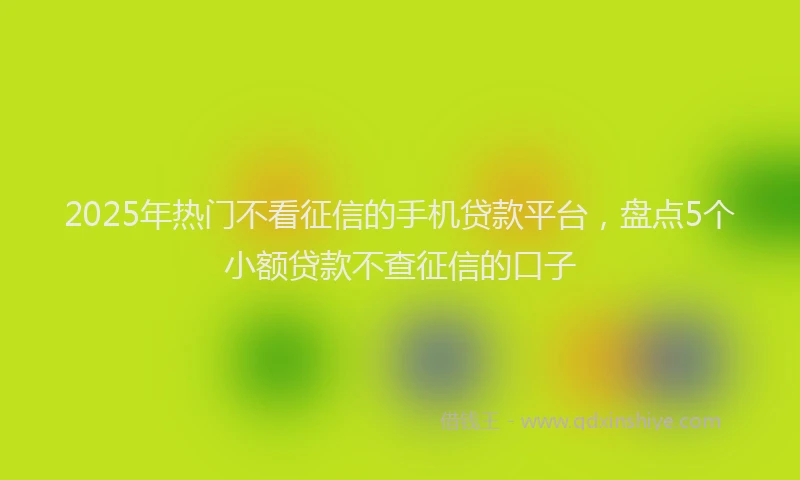 2025年热门不看征信的手机贷款平台，盘点5个小额贷款不查征信的口子