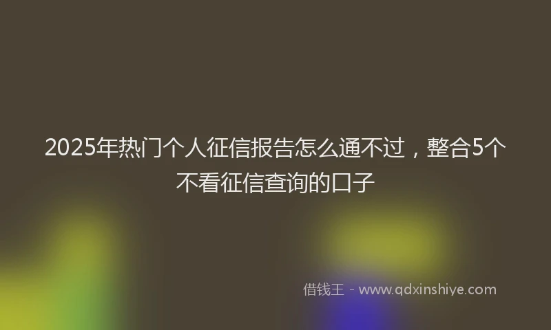2025年热门个人征信报告怎么通不过，整合5个不看征信查询的口子