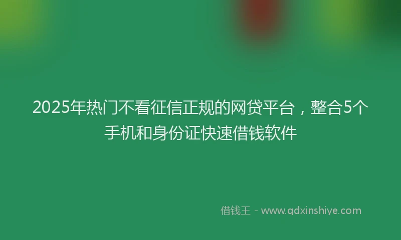 2025年热门不看征信正规的网贷平台，整合5个手机和身份证快速借钱软件