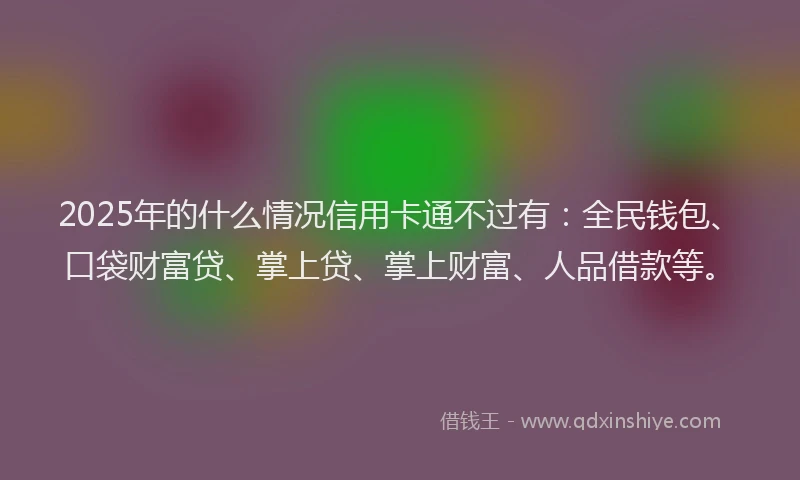 2025年的什么情况信用卡通不过有：全民钱包、口袋财富贷、掌上贷、掌上财富、人品借款等。