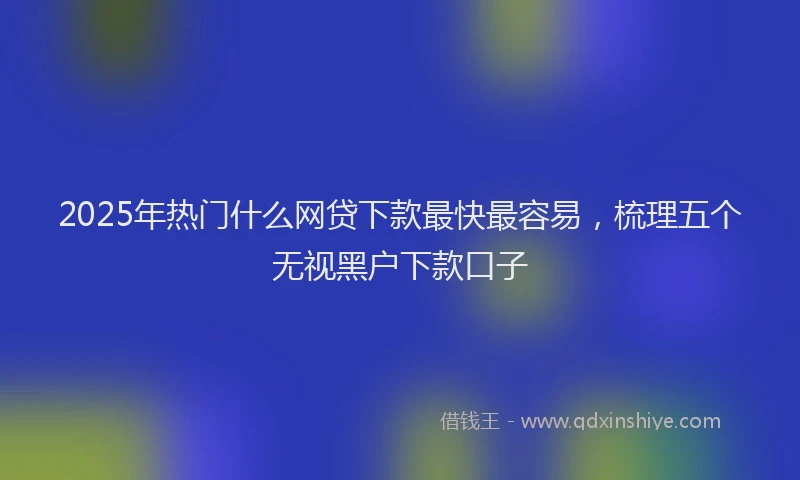 2025年热门什么网贷下款最快最容易，梳理五个无视黑户下款口子