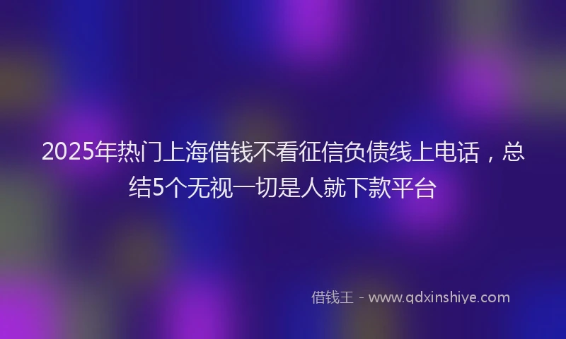 2025年热门上海借钱不看征信负债线上电话，总结5个无视一切是人就下款平台