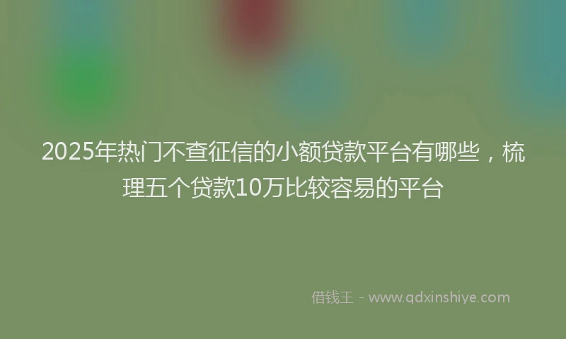 2025年热门不查征信的小额贷款平台有哪些，梳理五个贷款10万比较容易的平台