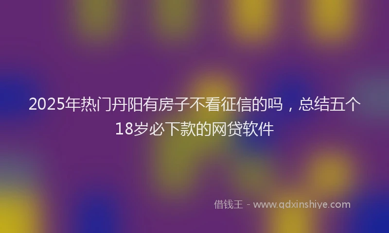 2025年热门丹阳有房子不看征信的吗，总结五个18岁必下款的网贷软件