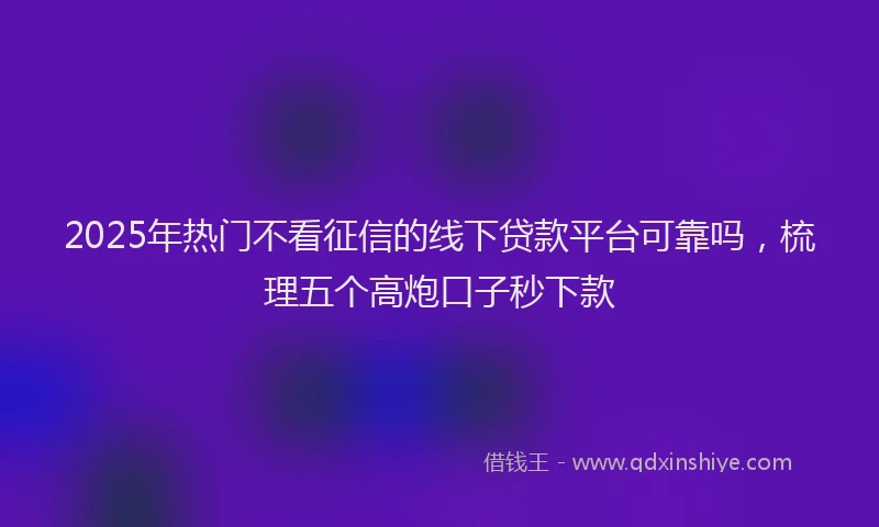 2025年热门不看征信的线下贷款平台可靠吗，梳理五个高炮口子秒下款