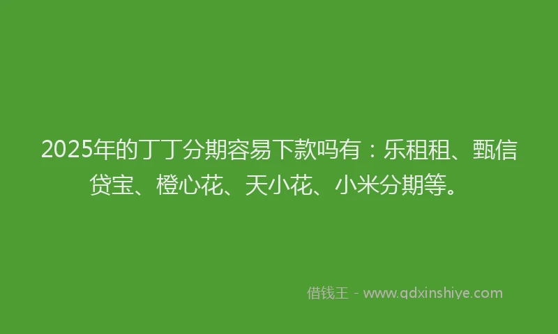2025年的丁丁分期容易下款吗有：乐租租、甄信贷宝、橙心花、天小花、小米分期等。