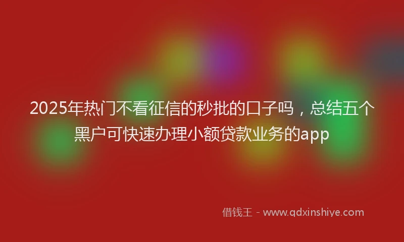 2025年热门不看征信的秒批的口子吗，总结五个黑户可快速办理小额贷款业务的app