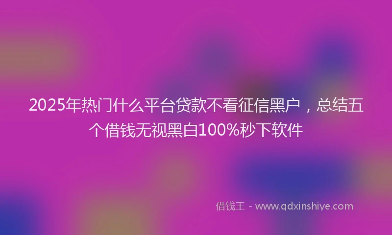 2025年热门什么平台贷款不看征信黑户，总结五个借钱无视黑白100%秒下软件