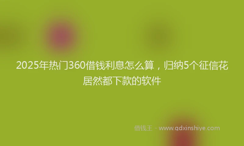2025年热门360借钱利息怎么算，归纳5个征信花居然都下款的软件