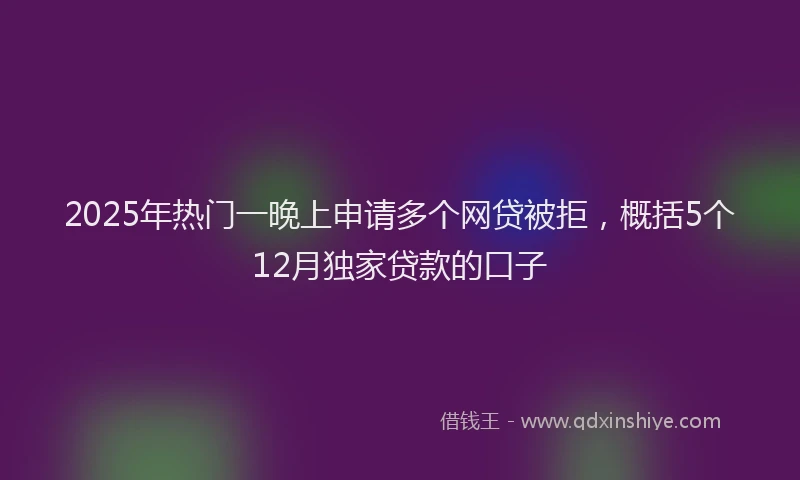 2025年热门一晚上申请多个网贷被拒，概括5个12月独家贷款的口子