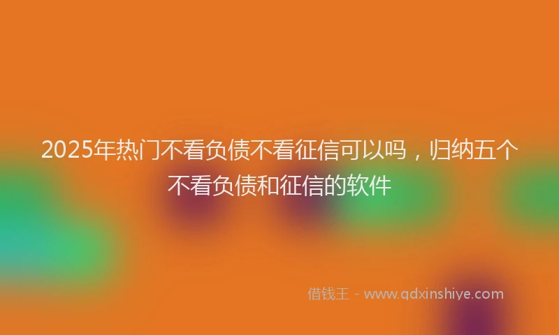 2025年热门不看负债不看征信可以吗，归纳五个不看负债和征信的软件