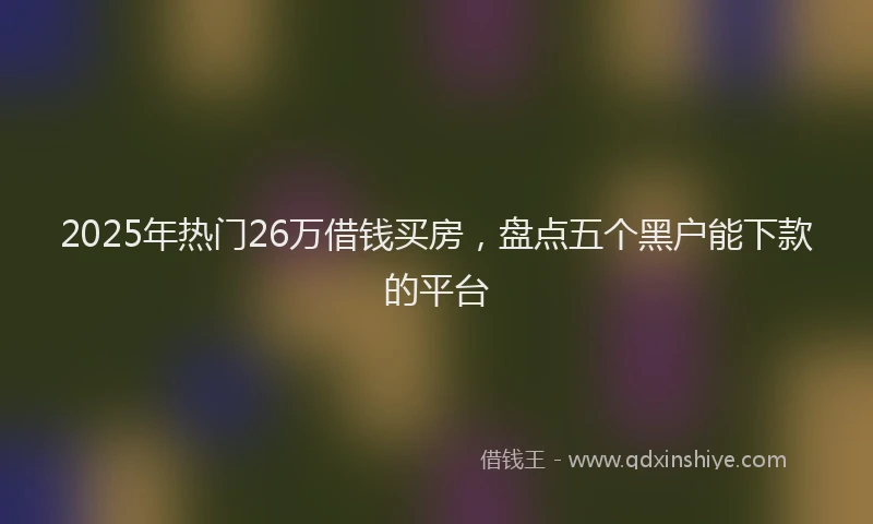2025年热门26万借钱买房，盘点五个黑户能下款的平台
